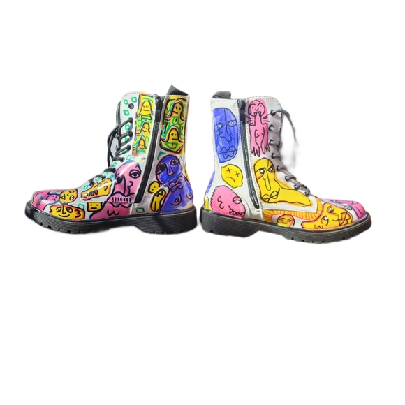 Custom One of a Kind Hand Painted Combat Boots Womens Size 7 - Picture 3 of 8